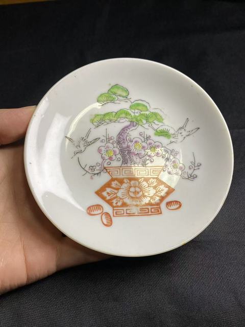 古玩陶瓷民國粉彩花卉紋盤拍賣,當前價格760元