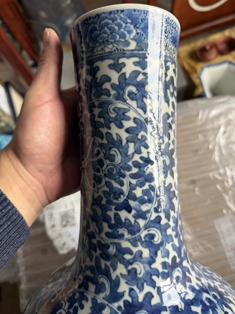 古玩陶瓷青花人物故事紋撇口瓶真品鑒賞圖