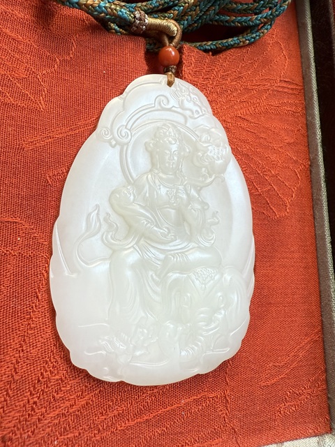 古玩玉器和田玉雕“觀音牌”真品鑒賞圖