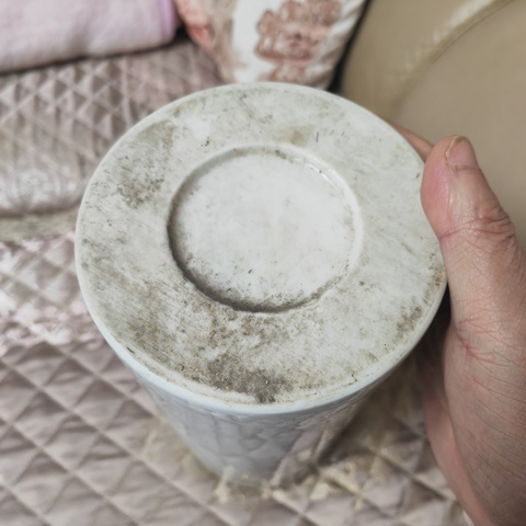 古玩陶瓷礬紅花卉紋帽筒真品鑒賞圖