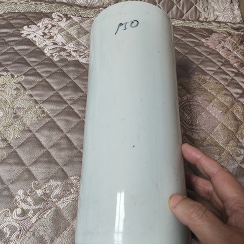 古玩陶瓷礬紅花卉紋帽筒真品鑒賞圖