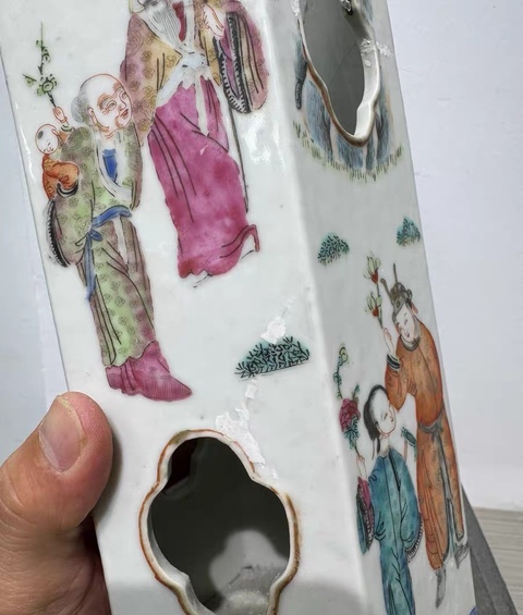 古玩陶瓷粉彩十二花神圖帽筒真品鑒賞圖