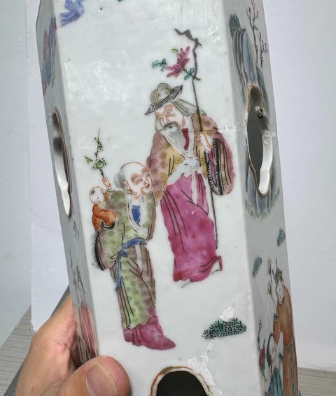 古玩陶瓷粉彩十二花神圖帽筒真品鑒賞圖