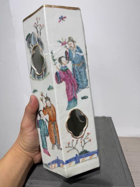 古玩陶瓷粉彩十二花神圖帽筒真品鑒賞圖