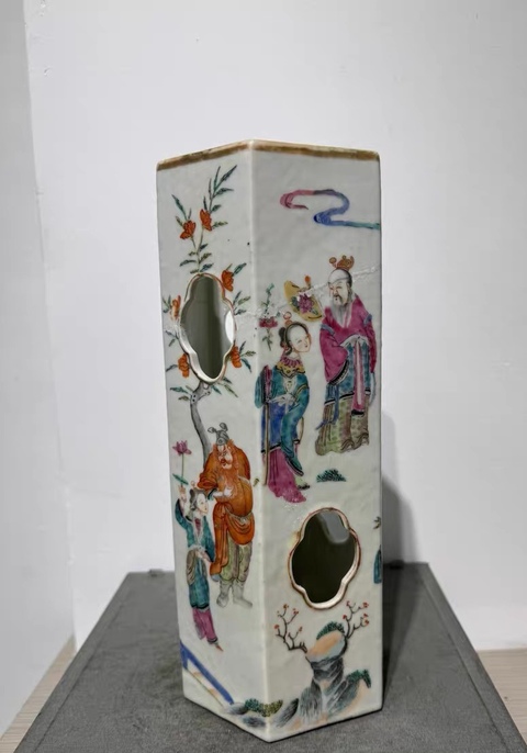 古玩陶瓷粉彩十二花神圖帽筒真品鑒賞圖