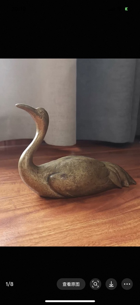 古玩雜項銅鶴擺件真品鑒賞圖