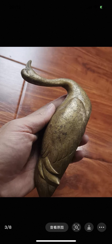 古玩雜項銅鶴擺件真品鑒賞圖