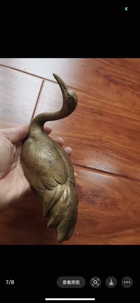 古玩雜項銅鶴擺件真品鑒賞圖