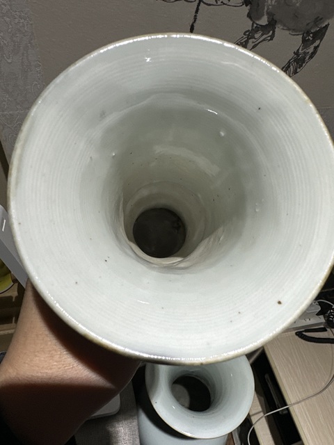 古玩陶瓷花鳥紋淺絳彩花觚真品鑒賞圖