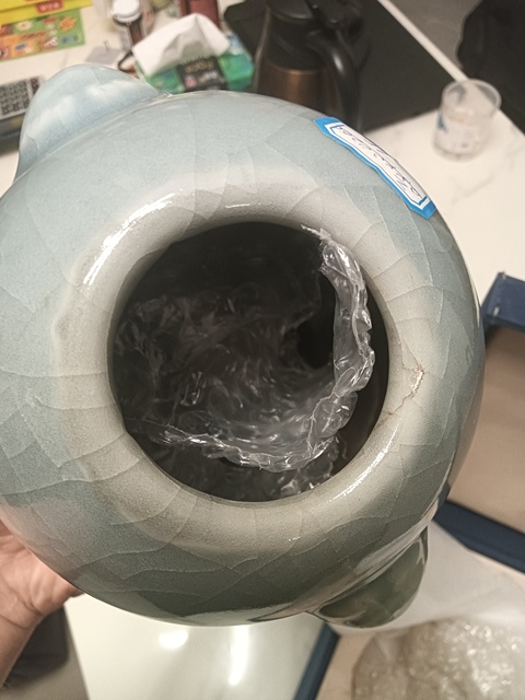 古玩陶瓷雙鋪首青釉罐真品鑒賞圖