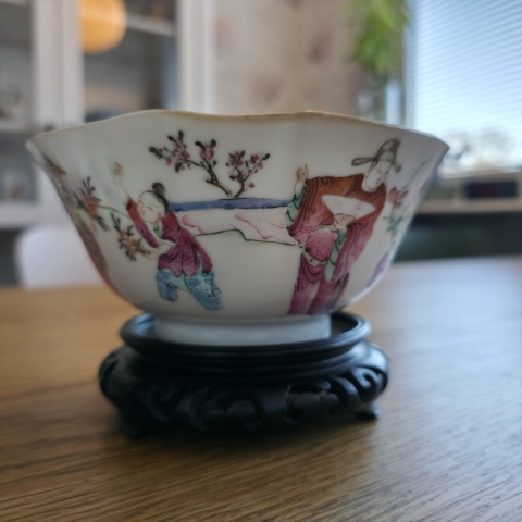 古玩陶瓷清同治 粉彩四愛圖碗真品鑒賞圖