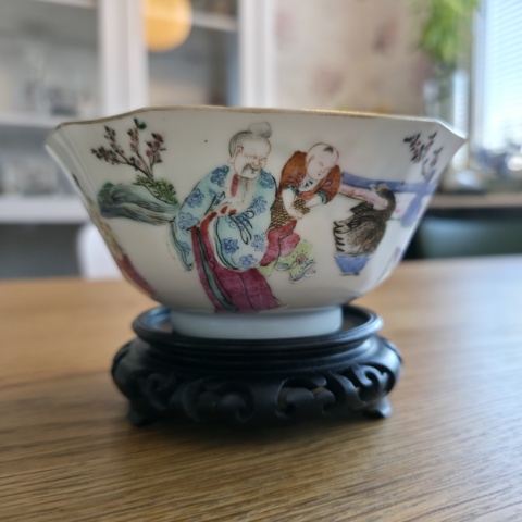 古玩陶瓷清同治 粉彩四愛圖碗真品鑒賞圖