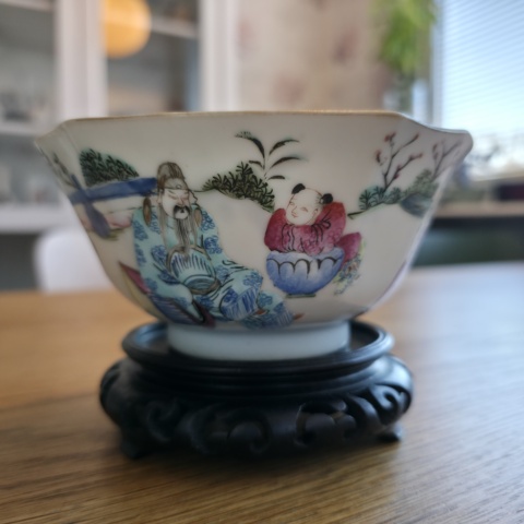 古玩陶瓷清同治 粉彩四愛圖碗真品鑒賞圖