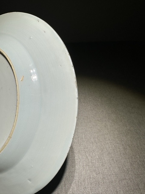 古玩陶瓷山水人物青花盤真品鑒賞圖