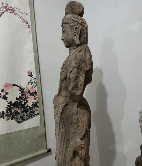 古玩雜項石刻觀音真品鑒賞圖