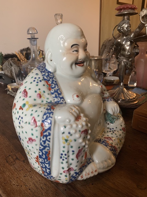 古玩陶瓷粉彩彌勒佛朔像真品鑒賞圖