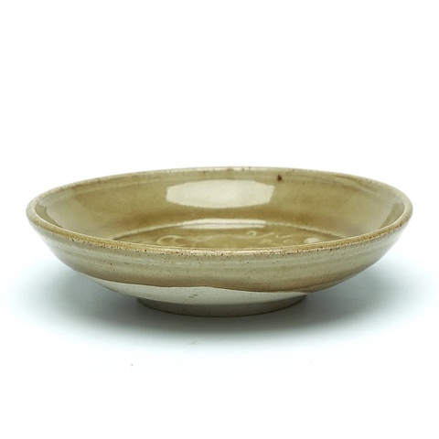 古玩陶瓷青黃釉印花盤真品鑒賞圖