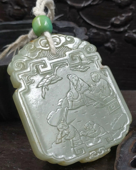 古玩玉器和田玉雕“人物故事”牌真品鑒賞圖