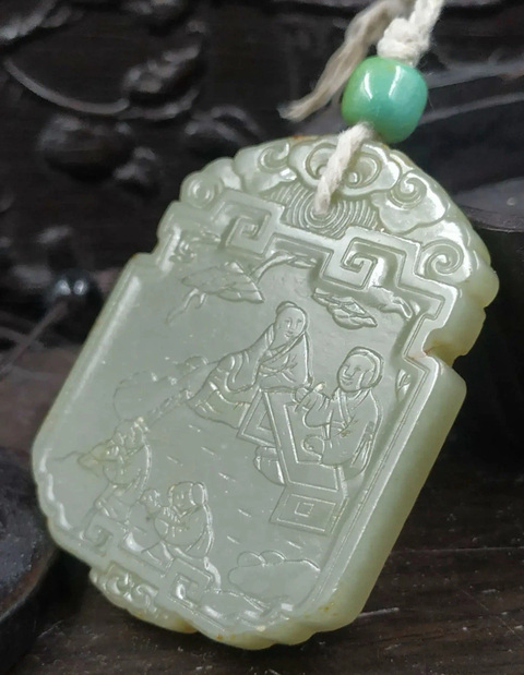 古玩玉器和田玉雕“人物故事”牌真品鑒賞圖