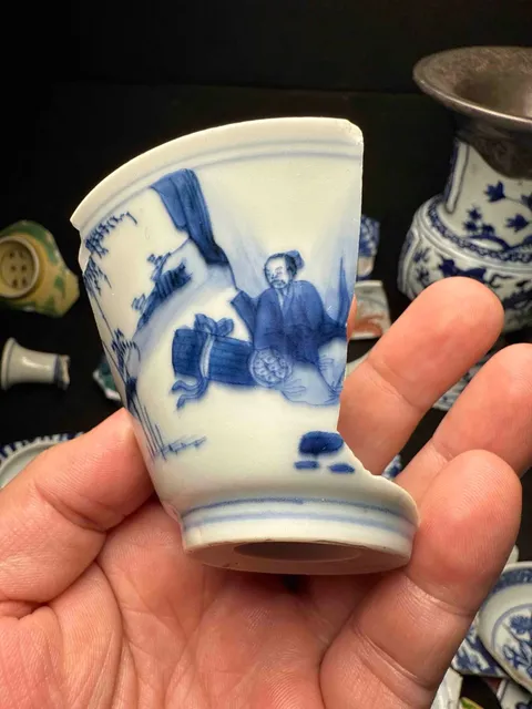 古玩陶瓷康熙青花瓷片真品鑒賞圖