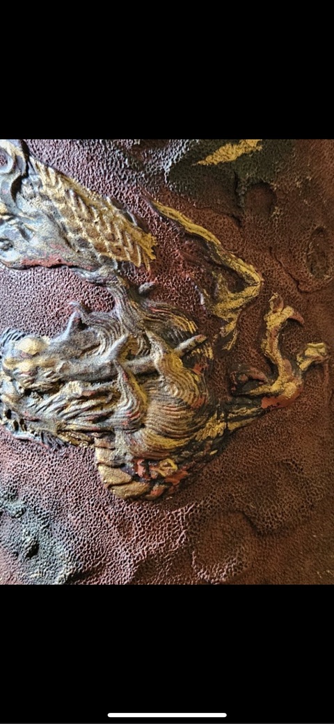 古玩陶瓷淺浮雕描金龍紋筒瓶真品鑒賞圖