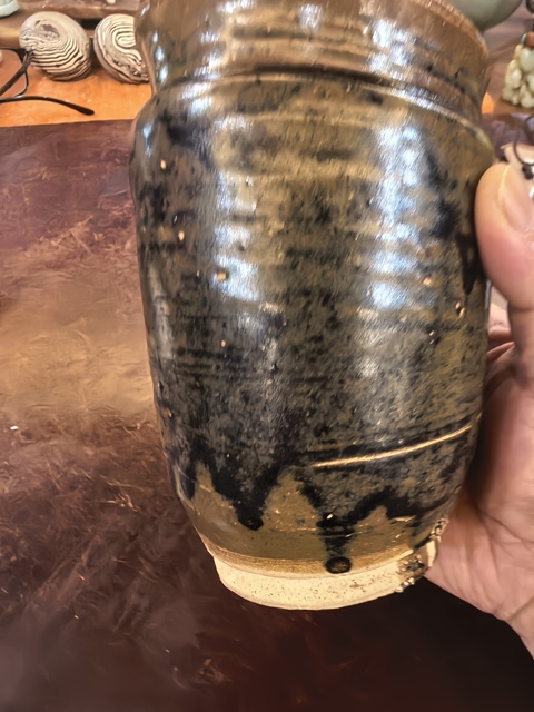 古玩陶瓷窯變黑釉罐真品鑒賞圖