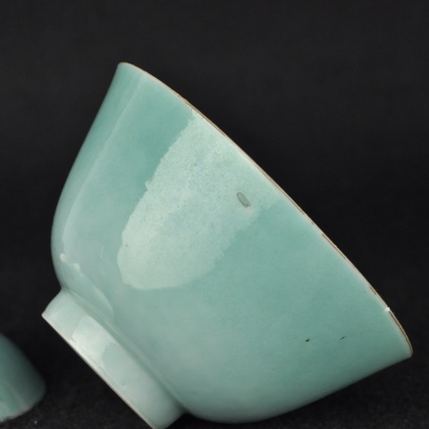 古玩陶瓷松石綠釉蓋碗真品鑒賞圖