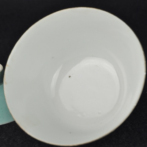 古玩陶瓷松石綠釉蓋碗真品鑒賞圖