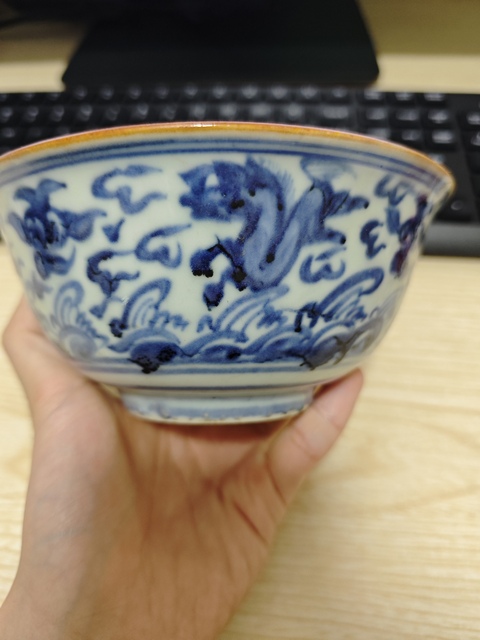 古玩陶瓷青花海馬碗真品鑒賞圖