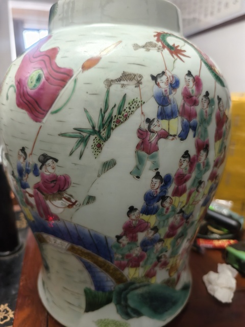 古玩陶瓷百子鬧春將軍罐真品鑒賞圖