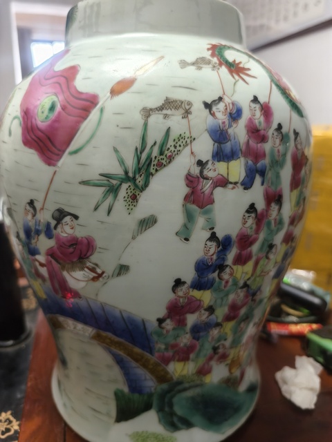 古玩陶瓷百子鬧春將軍罐真品鑒賞圖