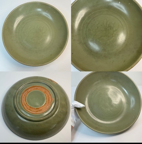 古玩陶瓷龍泉窯青釉盤真品鑒賞圖