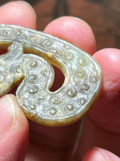 古玩玉器龍型玉佩真品鑒賞圖