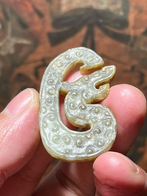 古玩玉器龍型玉佩真品鑒賞圖