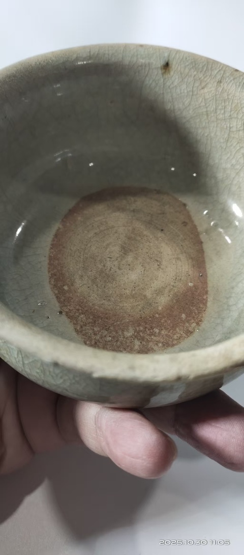 古玩陶瓷明龍泉三足爐真品鑒賞圖