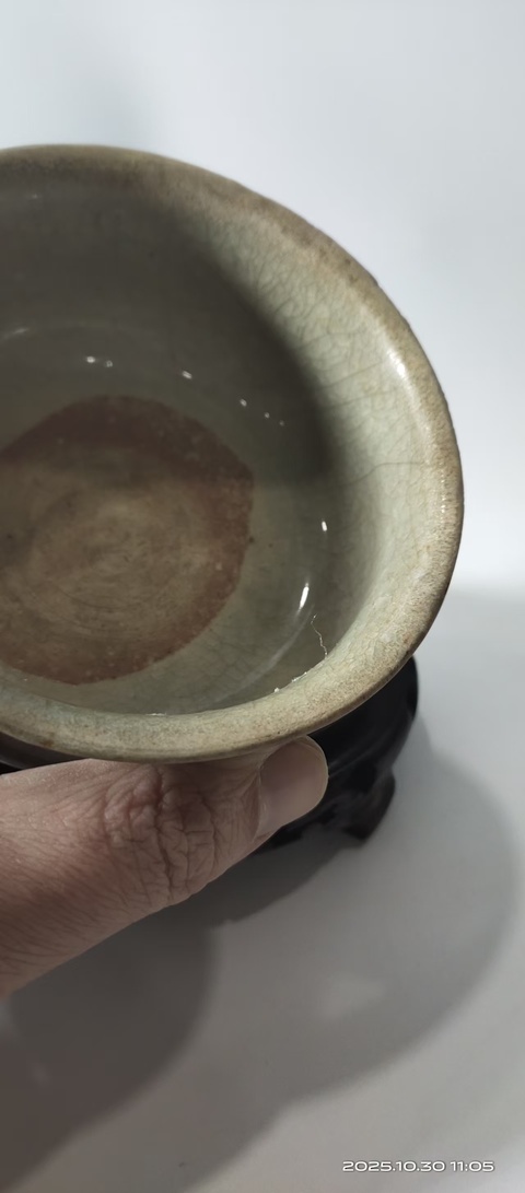 古玩陶瓷明龍泉三足爐真品鑒賞圖