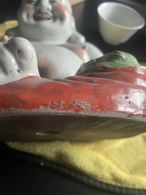 古玩陶瓷粉彩彌勒佛坐像真品鑒賞圖