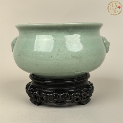 古玩陶瓷民國·青釉獸耳香爐 真品鑒賞圖