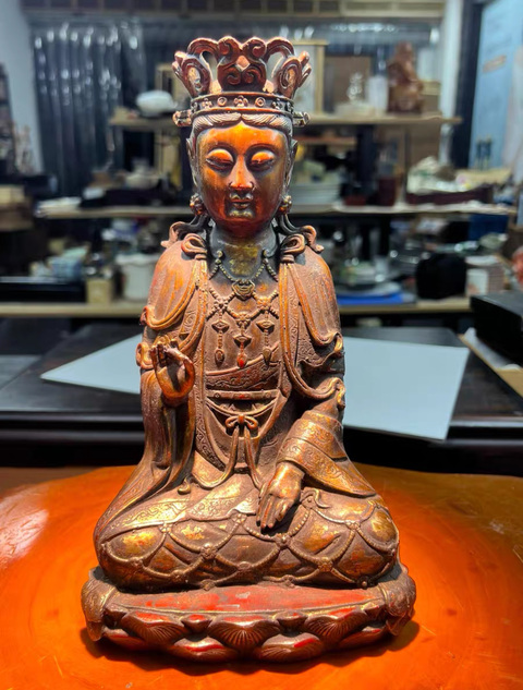 古玩銅器銅菩薩像真品鑒賞圖