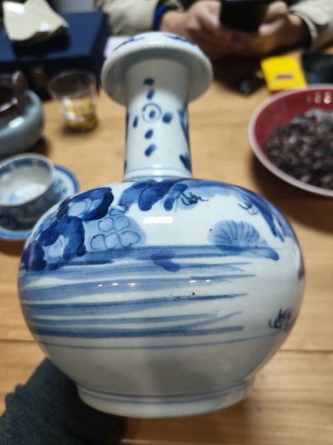 古玩陶瓷青花山水人物軍持真品鑒賞圖