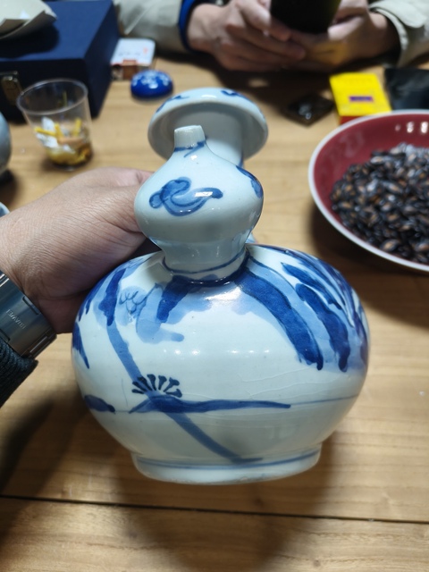 古玩陶瓷青花山水人物軍持真品鑒賞圖