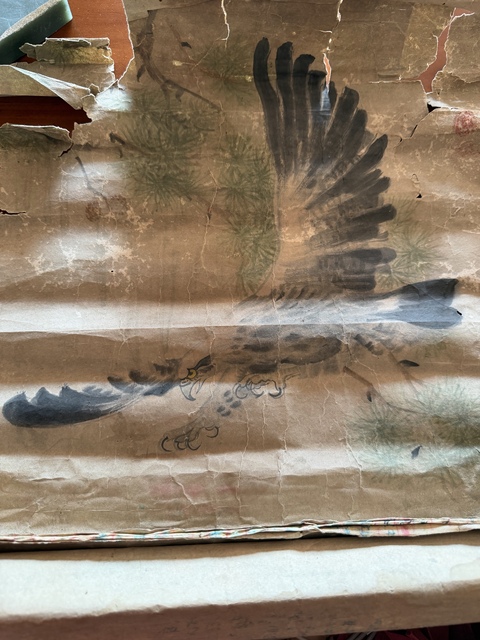 古玩字畫雄鷹展翅圖真品鑒賞圖