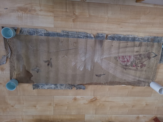 古玩字畫秋唊牡丹小鳥真品鑒賞圖