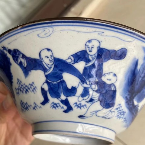 古玩陶瓷嬰戲紋青花碗真品鑒賞圖