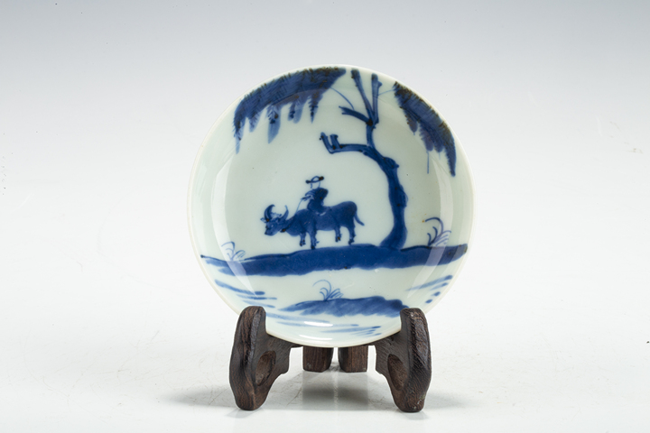 古玩陶瓷道咸·青花牧牛圖小盤拍賣，當前價格1369元