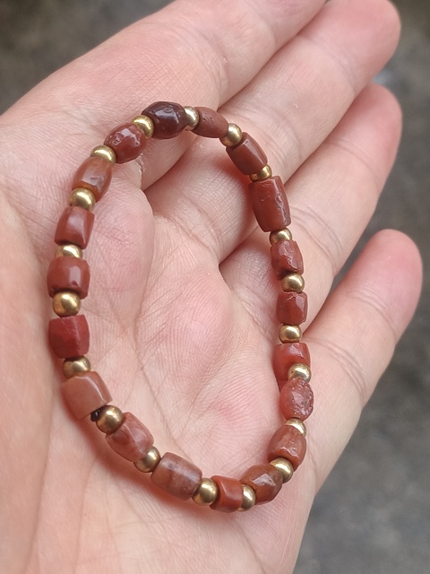 古玩玉器戰(zhàn)漢天然雞肝紅瑪瑙珠串拍賣，當(dāng)前價(jià)格580元