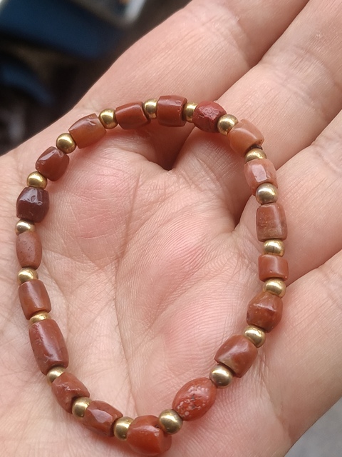 古玩玉器戰(zhàn)漢天然雞肝紅瑪瑙珠串拍賣，當(dāng)前價(jià)格580元