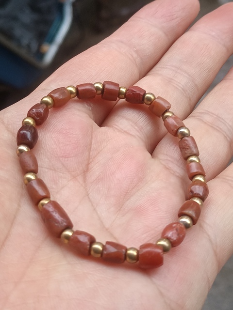 古玩玉器戰(zhàn)漢天然雞肝紅瑪瑙珠串拍賣，當(dāng)前價(jià)格580元