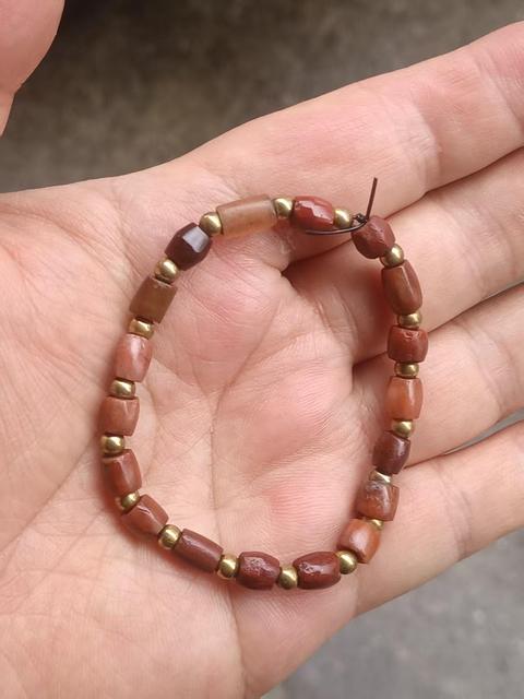 古玩玉器戰(zhàn)漢天然雞肝紅瑪瑙珠串拍賣，當(dāng)前價格580元