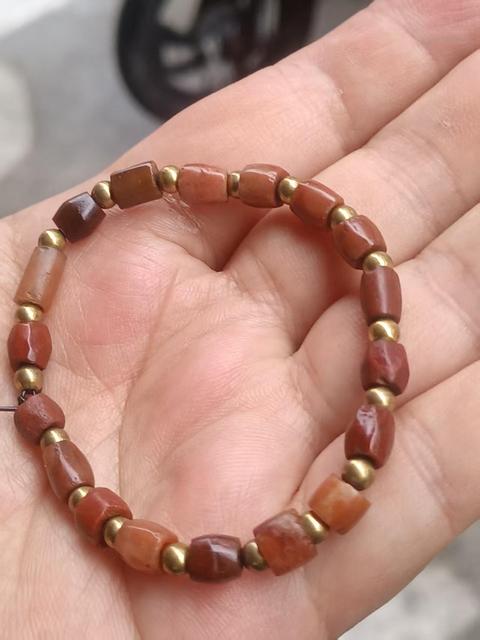 古玩玉器戰(zhàn)漢天然雞肝紅瑪瑙珠串拍賣，當(dāng)前價格580元